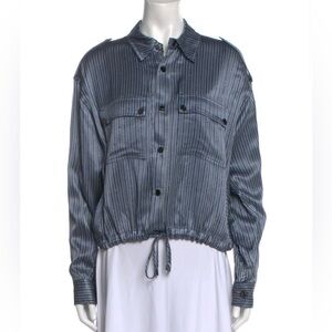 Ramy Brook Blue Utility Jacket Cropped Silhouette